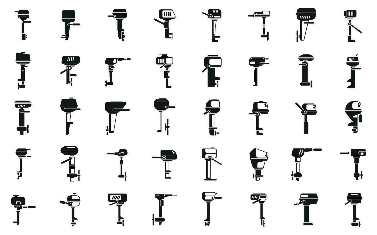 fuera de borda motor íconos conjunto sencillo vector. motor barco vector