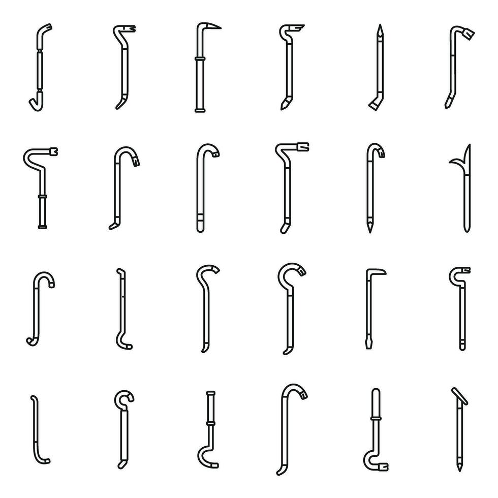 Crowbar icons set outline vector. Breaking equipment vector
