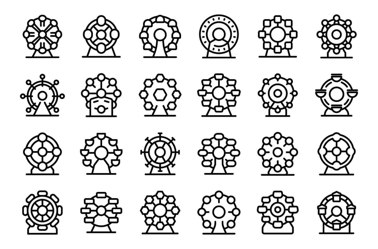 Ferris wheel icons set outline vector. Carnival play vector