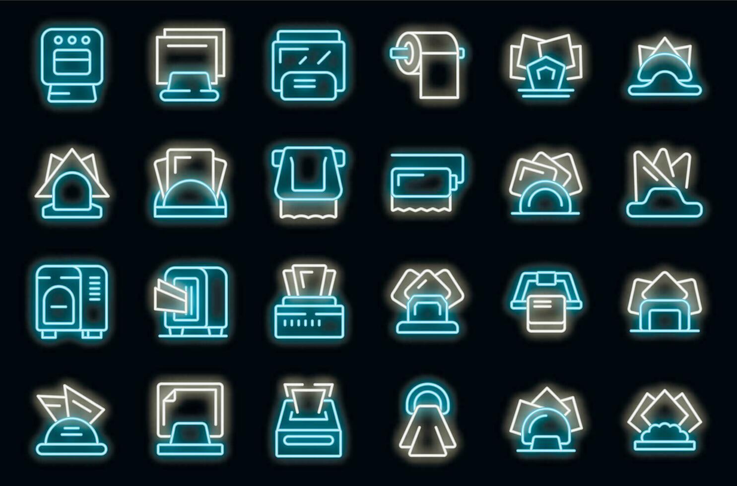 Napkin holder icons set vector neon