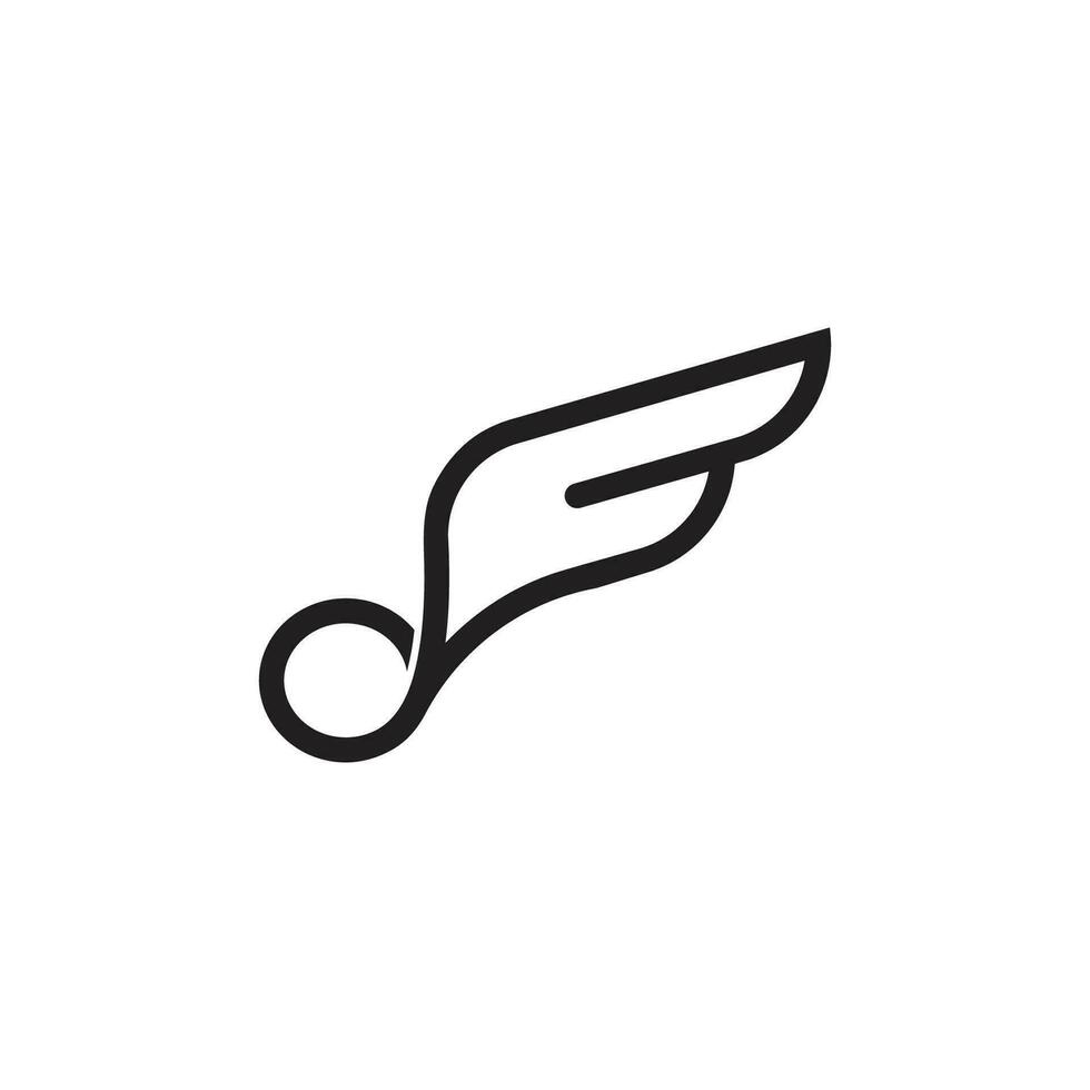 letter f wing simple geometric line logo vector
