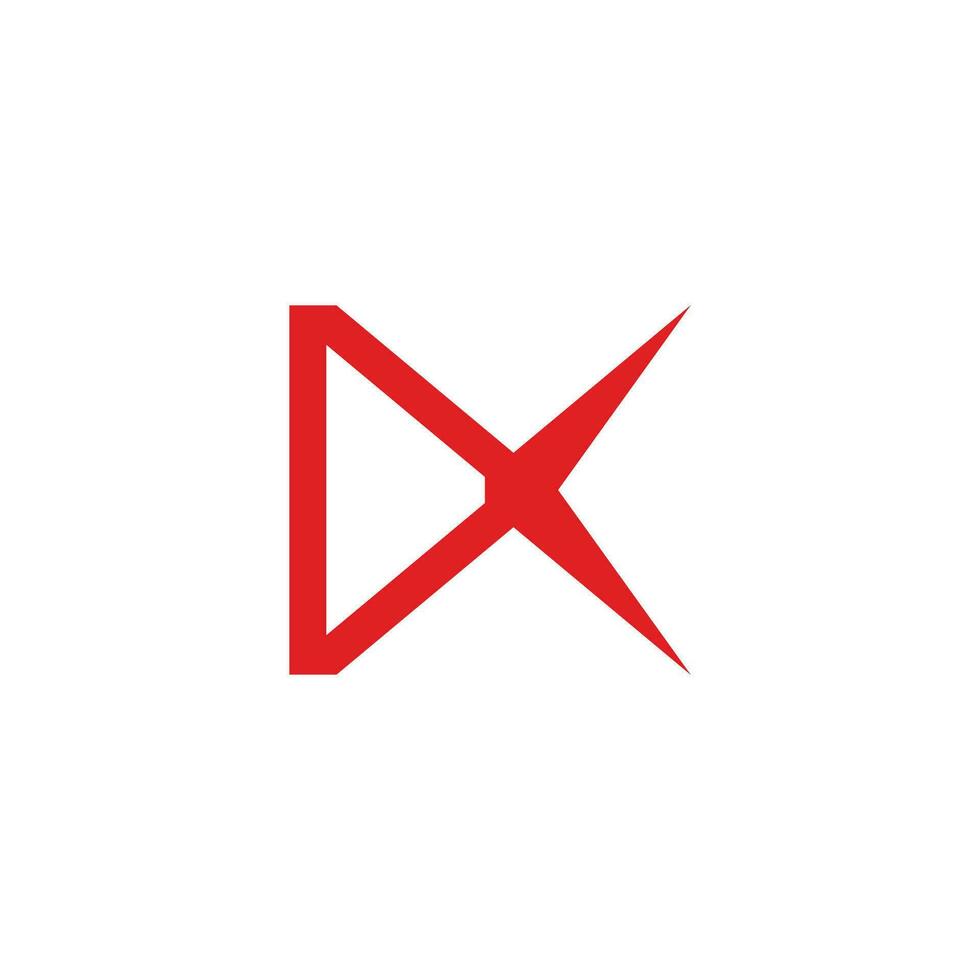 letter dx simple geometric red logo vector