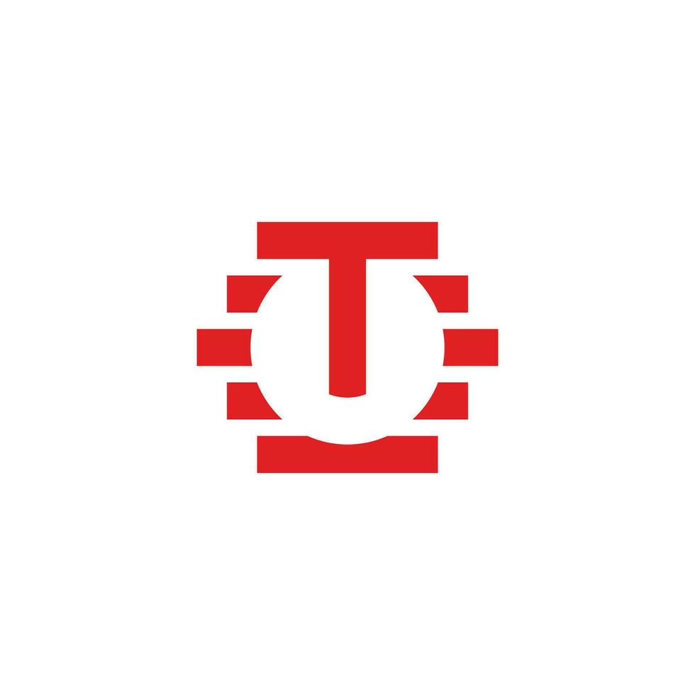 letter t circle geometric red sun logo vector