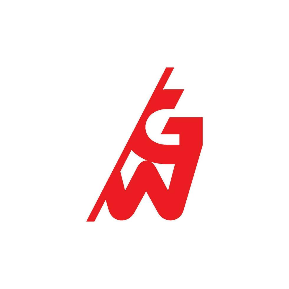 letter gw linked geometric slice logo vector