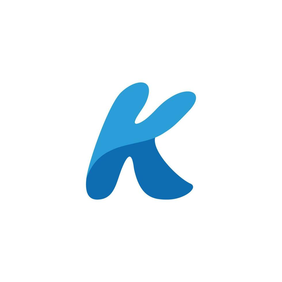 letter k simple shadow curve logo vector