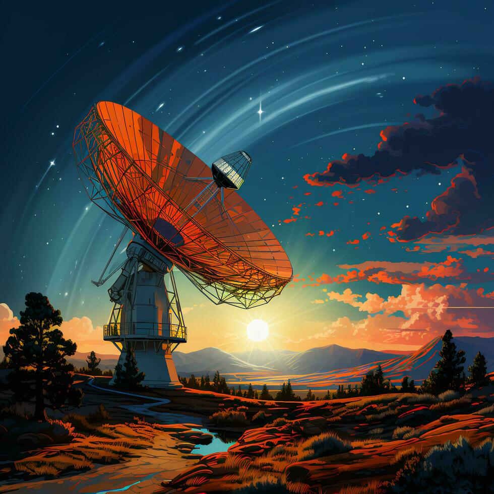 Large space satellite dish, radar locator photo