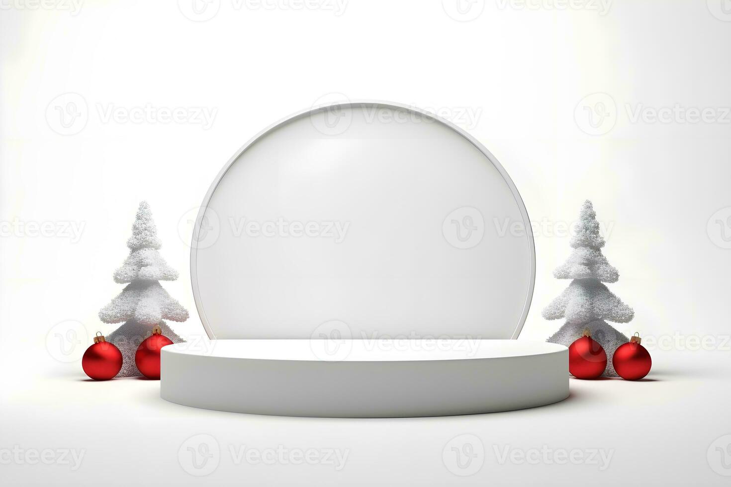 3D minimal mock up scene geometry podium shape for show cosmetic product display. stage pedestal or platform. Winter Christmas decorations celebration, ai generate photo