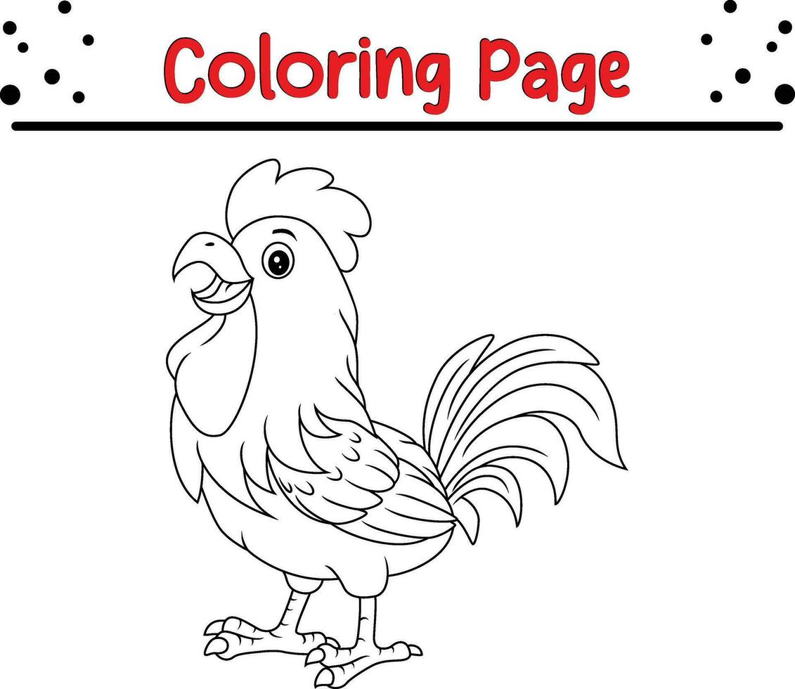 Rooster coloring page for children. vector