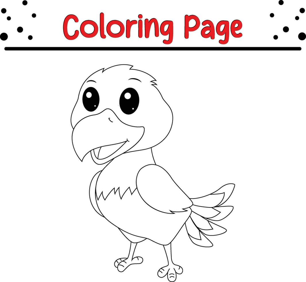 Bird coloring page for children. vector
