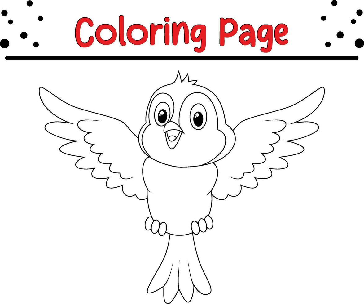 Cute Bird coloring page. black and white vector illustration for a coloring book.