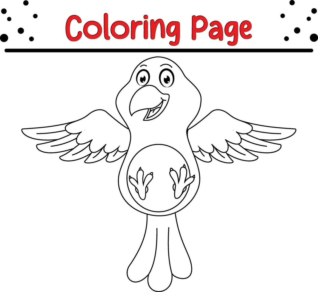 Bird coloring page for children. vector