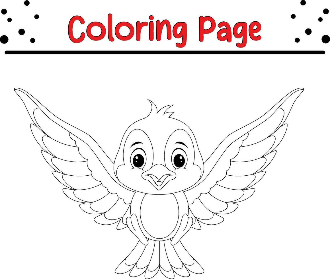 cute blue bird coloring page for children. vector