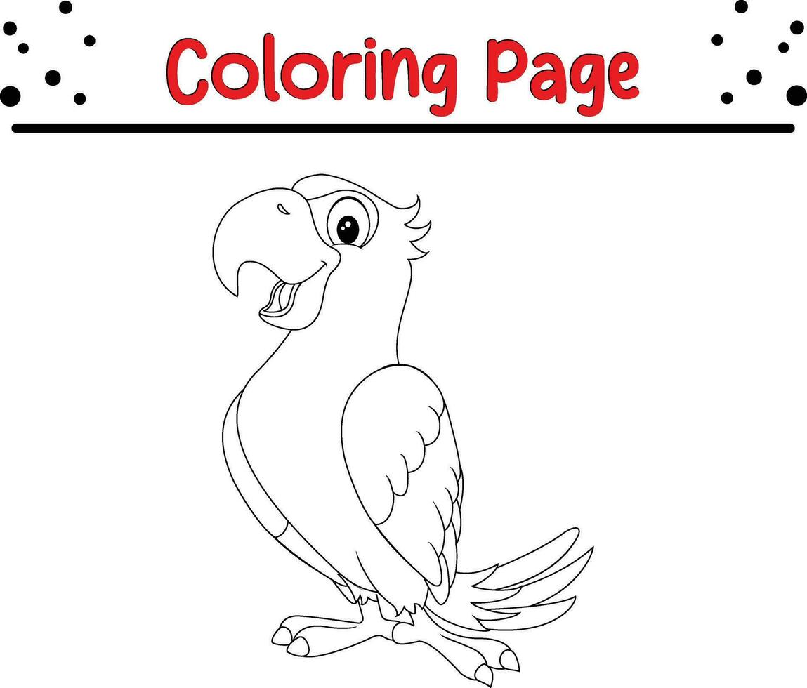 linda guacamayo pájaro colorante página. negro y blanco vector ilustración para un colorante libro.