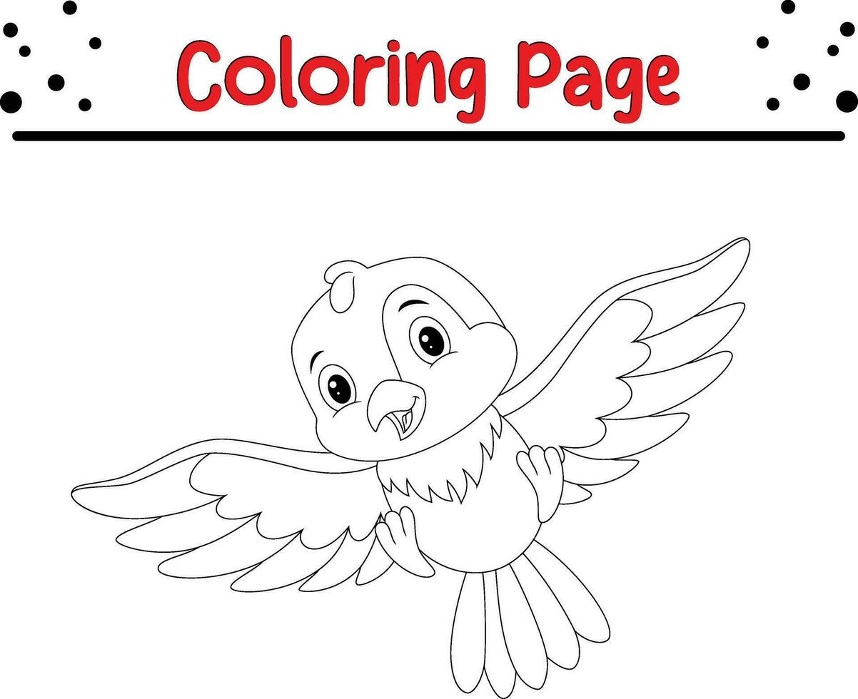 cute blue bird coloring page for children. vector