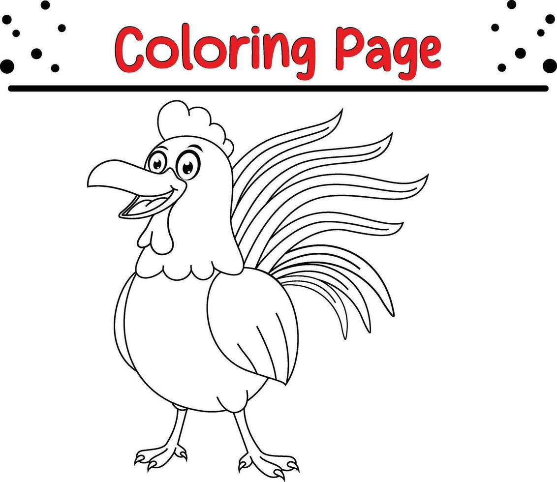 Rooster coloring page for children. vector