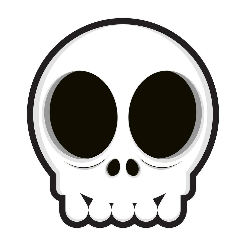 skull scared expression cartoon cute vector