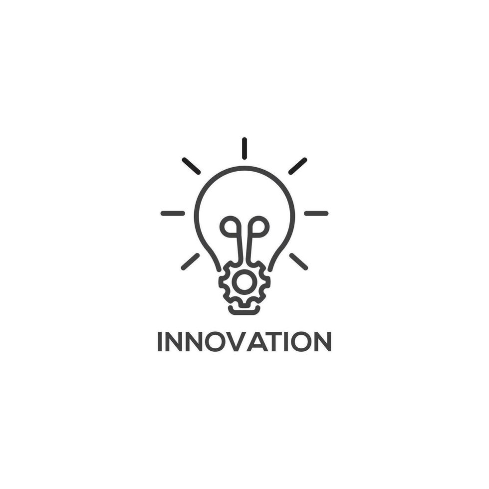 Innovation icon, light bulb and cog inside, business concept. Modern sign, linear pictogram, outline symbol, simple thin line vector design element template