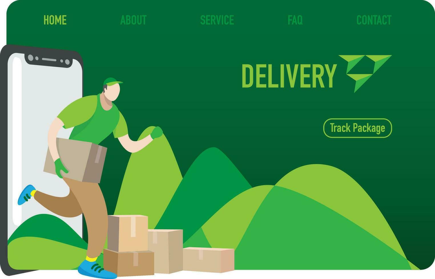 Delivery man is running with a package in his hands vector