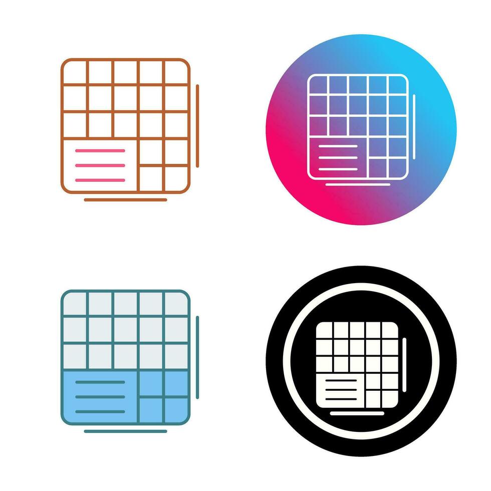 Table Data Vector Icon