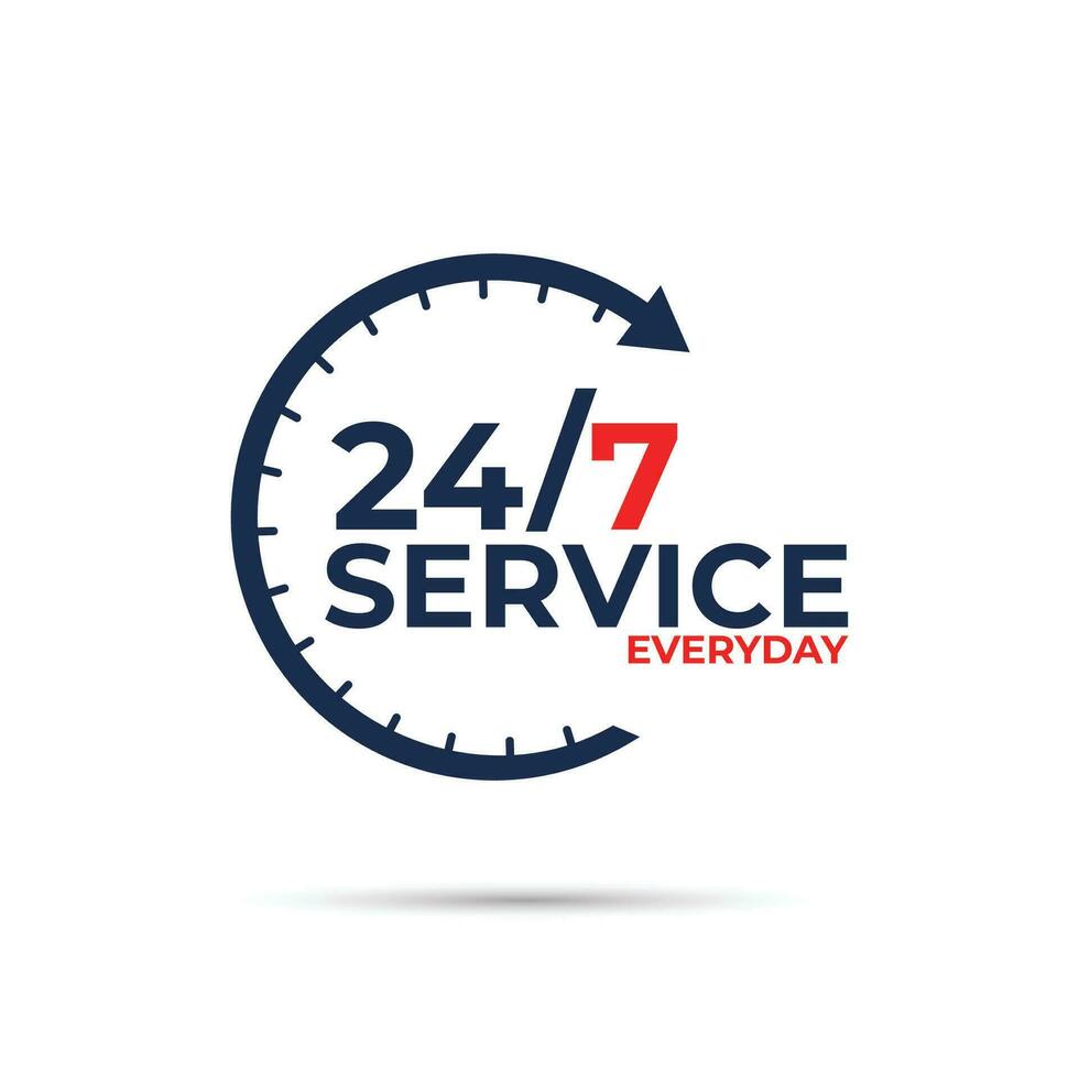 vector 24 7 service everyday label design