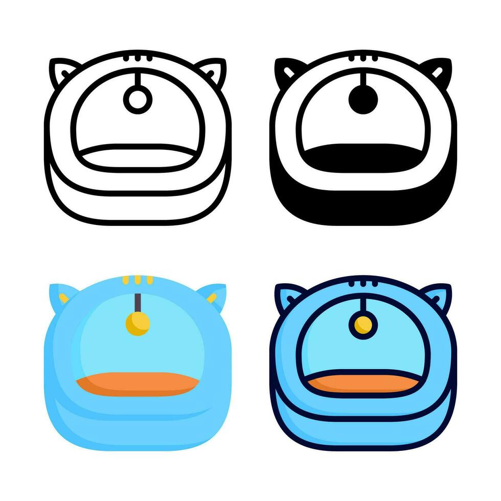 Cat pillow icon set style collection in line, solid, flat, flat line style on white background vector
