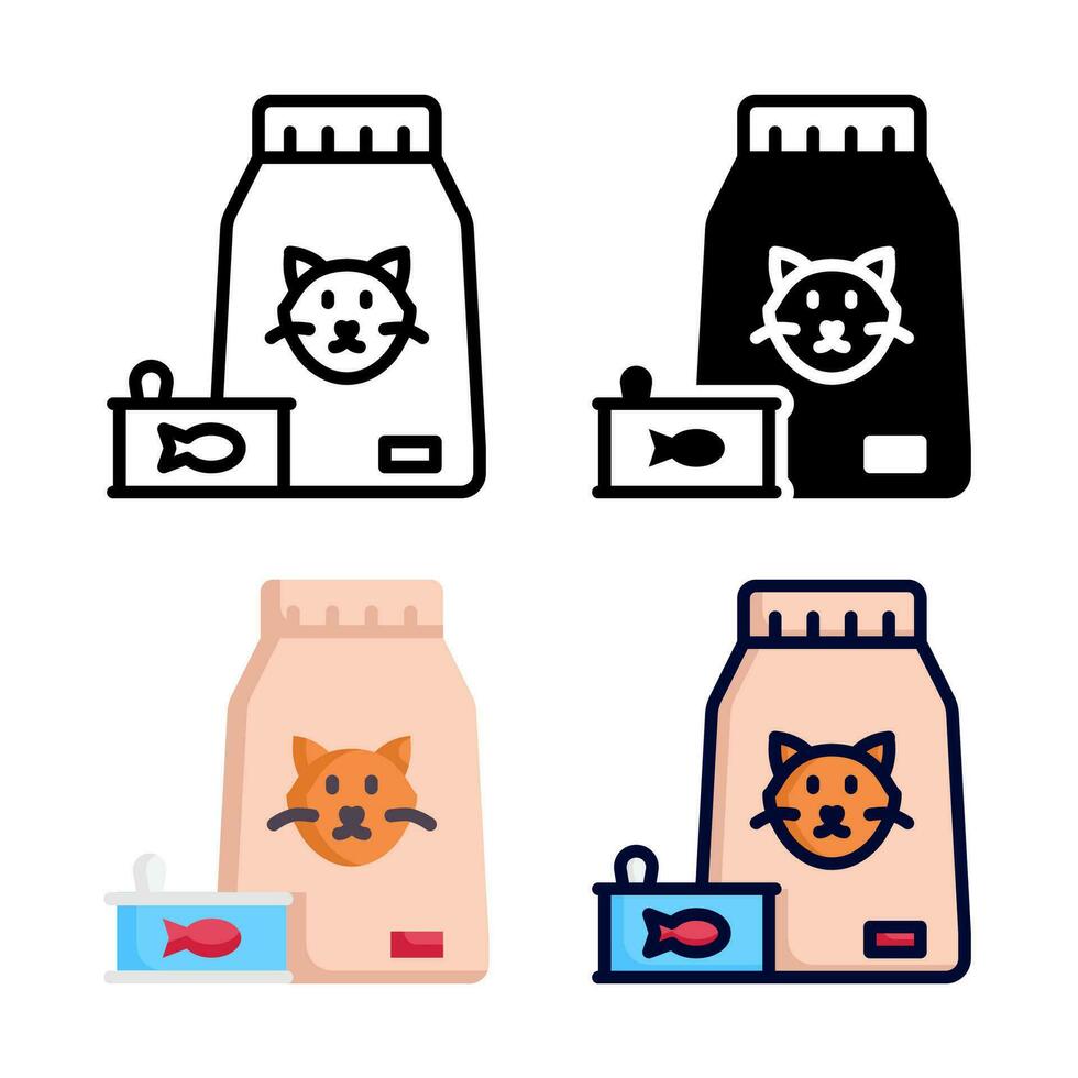 mascota comida icono conjunto estilo colección en línea, sólido, departamento, plano línea estilo en blanco antecedentes vector