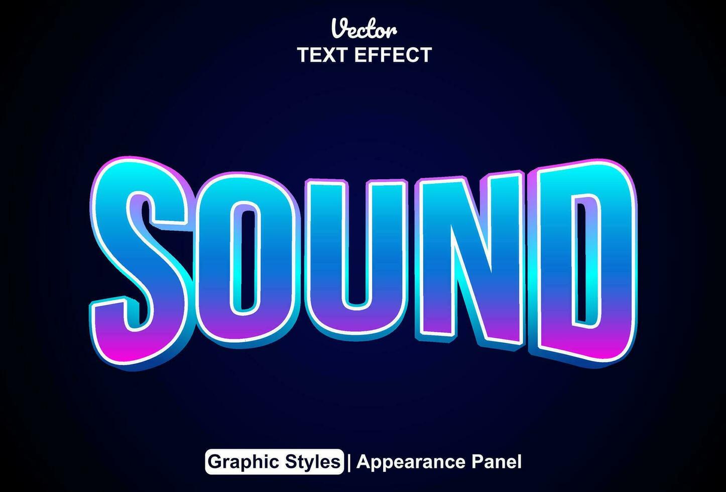 sound text effect with blue graphic style and editable vector