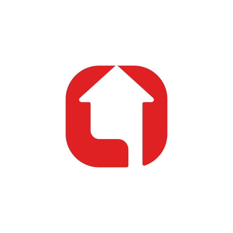 abstract home arrow up square negative space logo vector