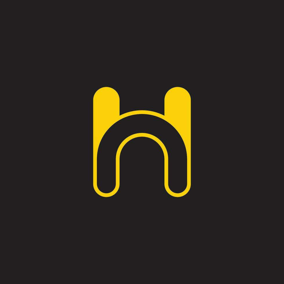 letter hn curve negative space logo vector