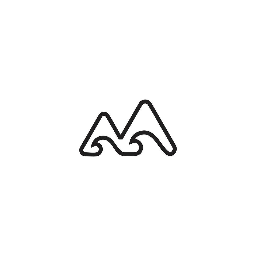 beach mountain simple geometric thin line symbol icon vector