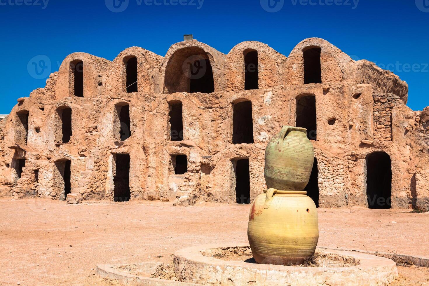 Tunisia Medenine Fragment of old Ksar located inside village. There were formerly fortified granaries Ghorfas photo