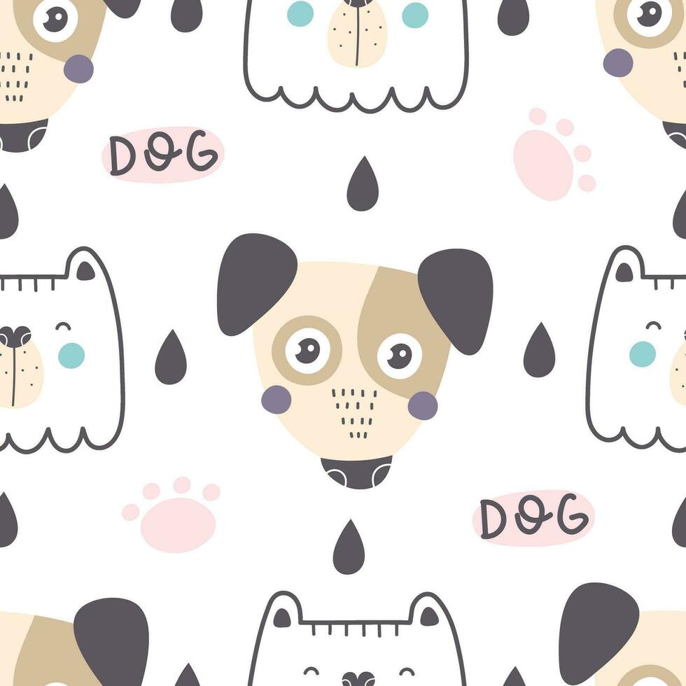 Seamless pattern with cartoon dogs. colorful vector for kids. Animals. hand drawing, flat style. baby design for fabric, print, textile, wrapper