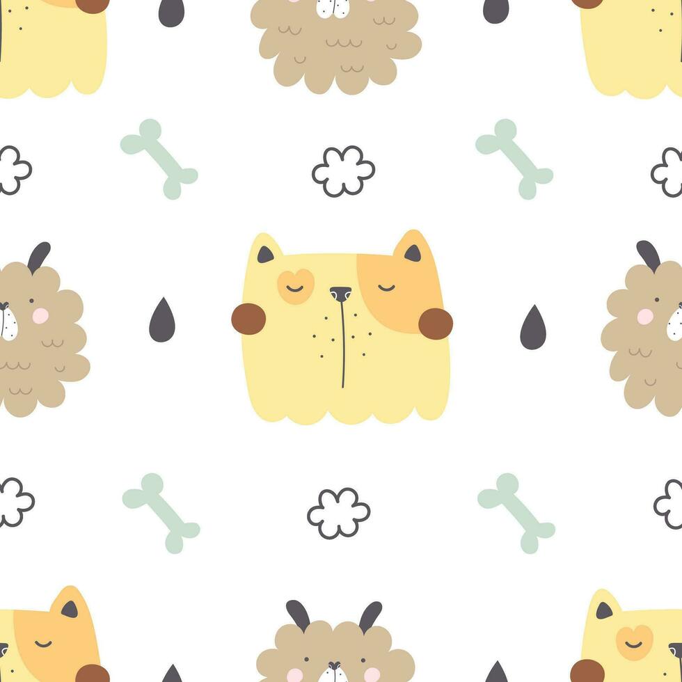 Seamless pattern with cartoon dogs. colorful vector for kids. Animals. hand drawing, flat style. baby design for fabric, print, textile, wrapper