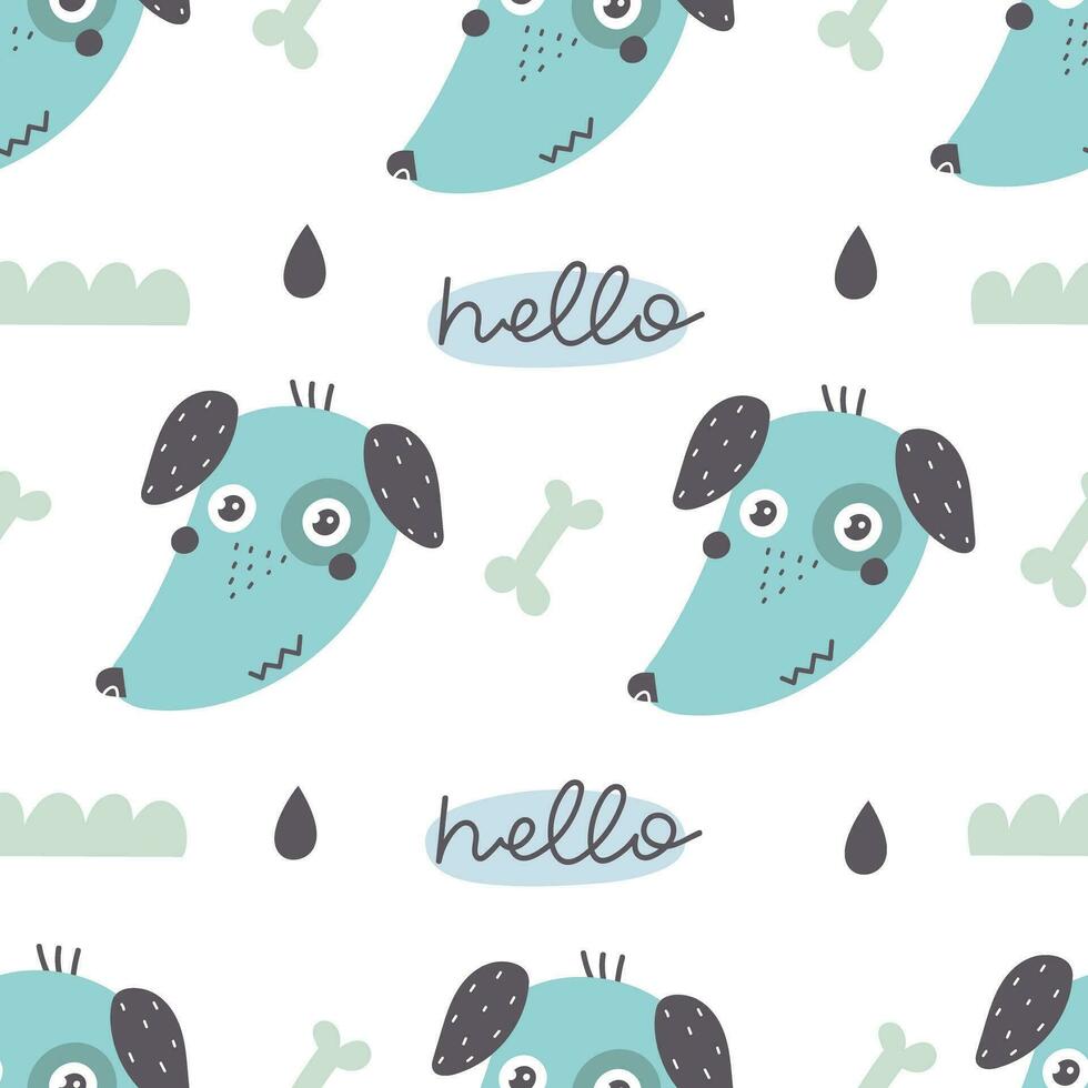 Seamless pattern with cartoon dogs. colorful vector for kids. Animals. hand drawing, flat style. baby design for fabric, print, textile, wrapper