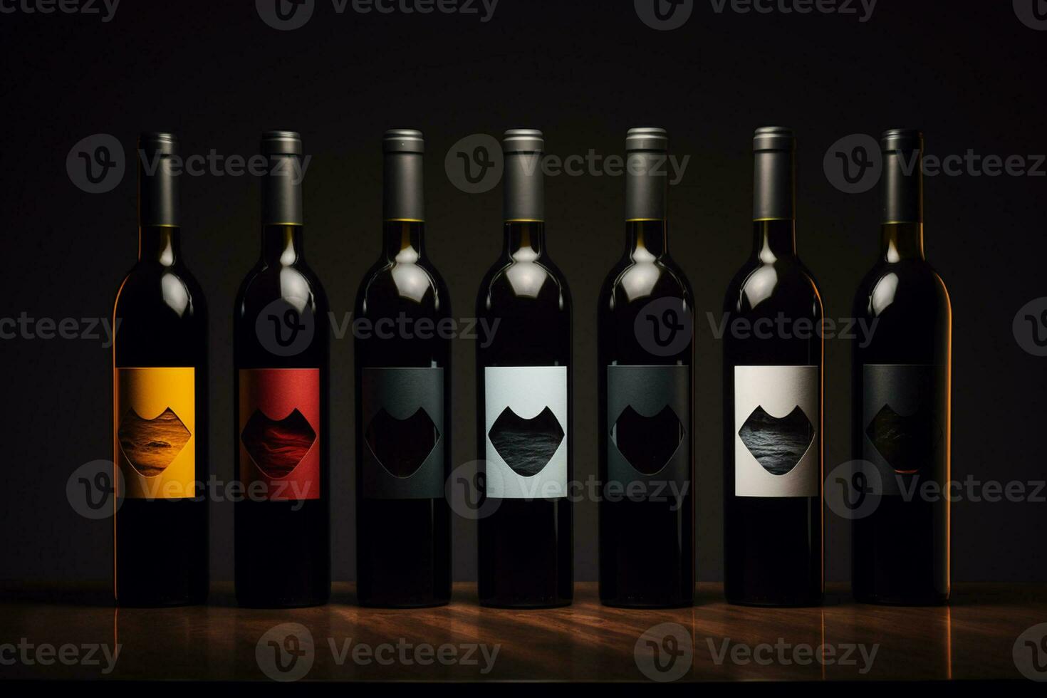 Mockup of elegant wine bottle on a minimalist studio background photo