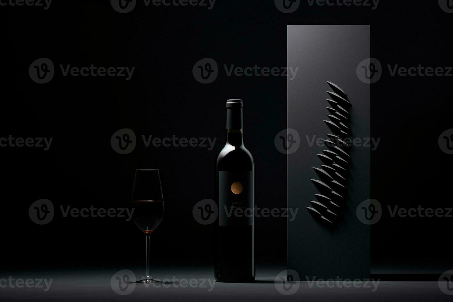 Mockup of elegant wine bottle on a minimalist studio background photo