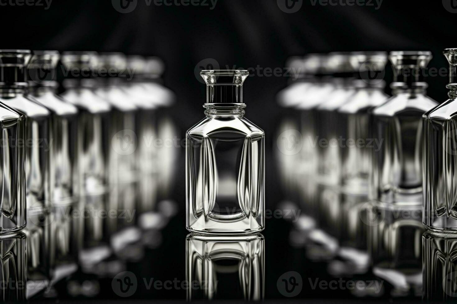Perfume bottle or whiskey bottle in elegant style on a mockup style background photo