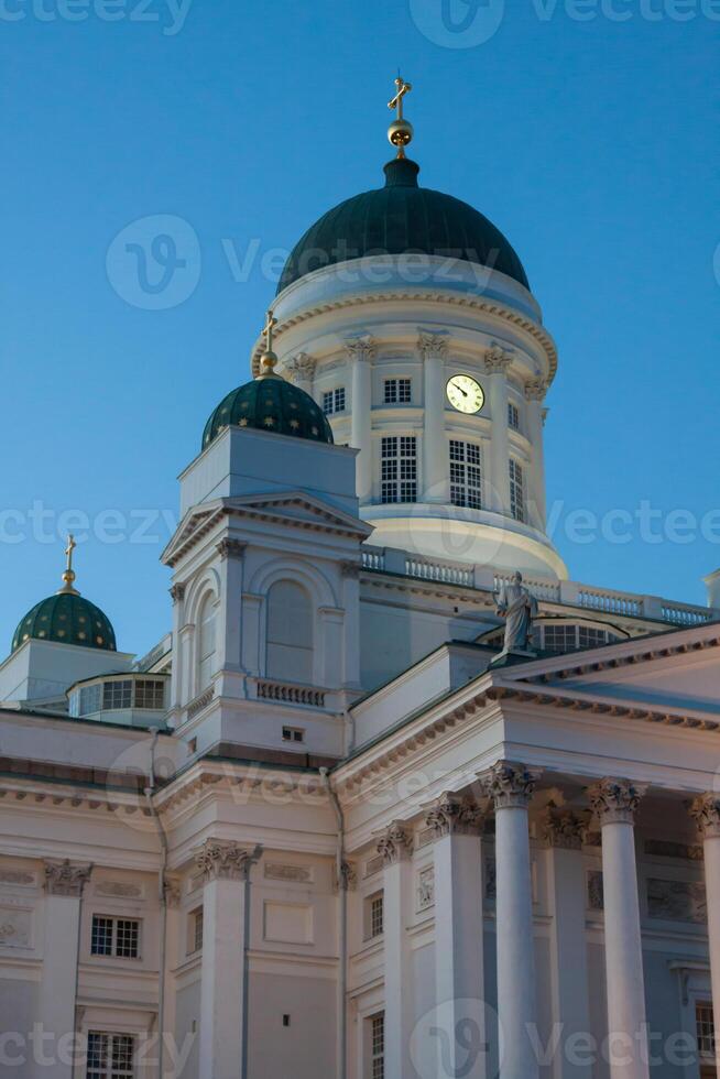 Beautiful Finnish capital Helsinki summer skyline view with saint nicholas cathedral photo