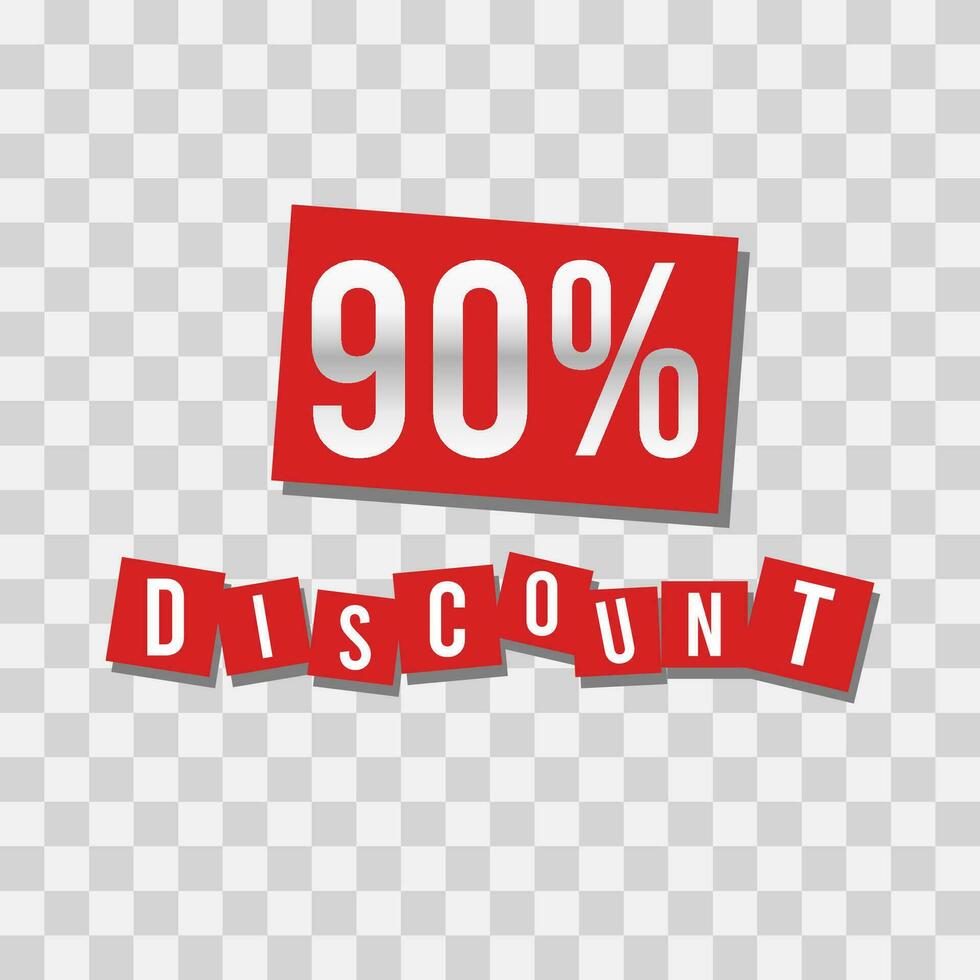 Isolated number of discount on red square shape vector