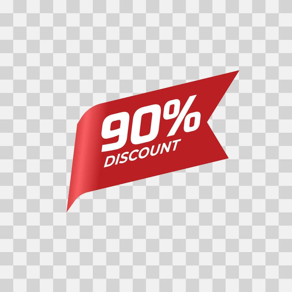 Isolated number of discount with red ribbon vector