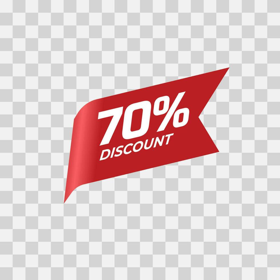 Isolated number of discount with red ribbon vector
