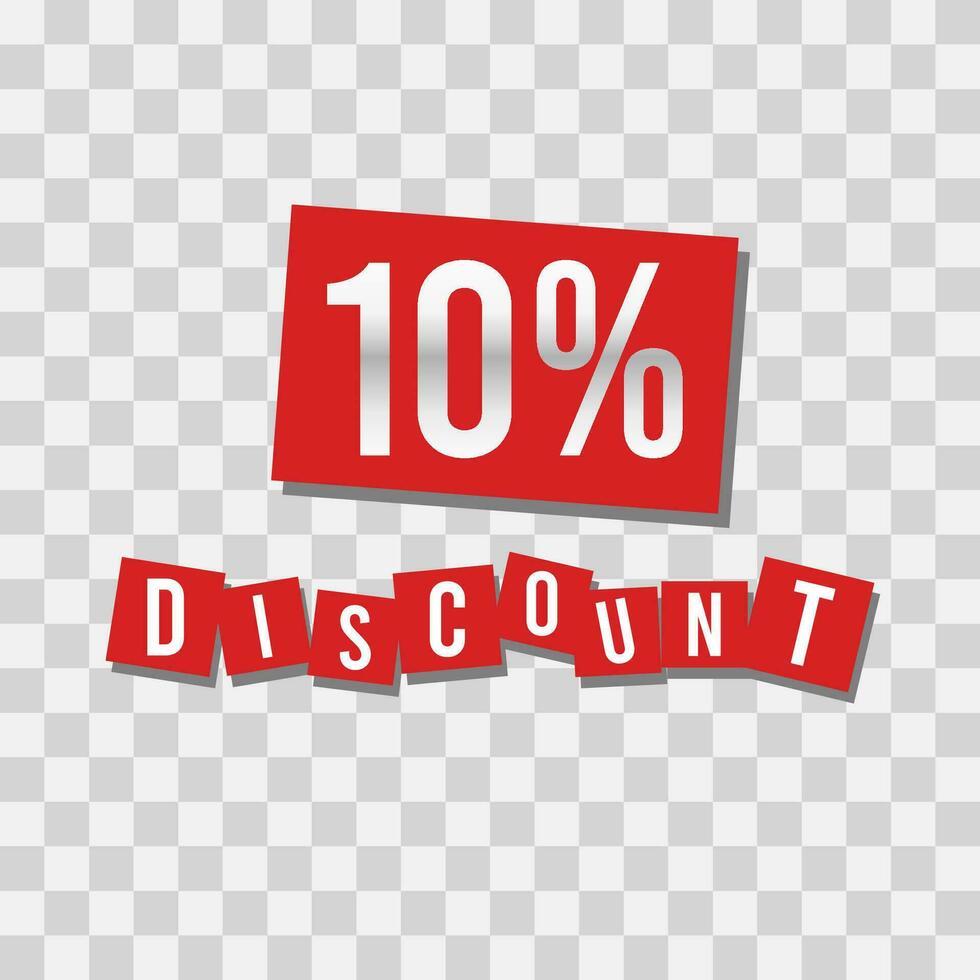 Isolated number of discount on red square shape vector