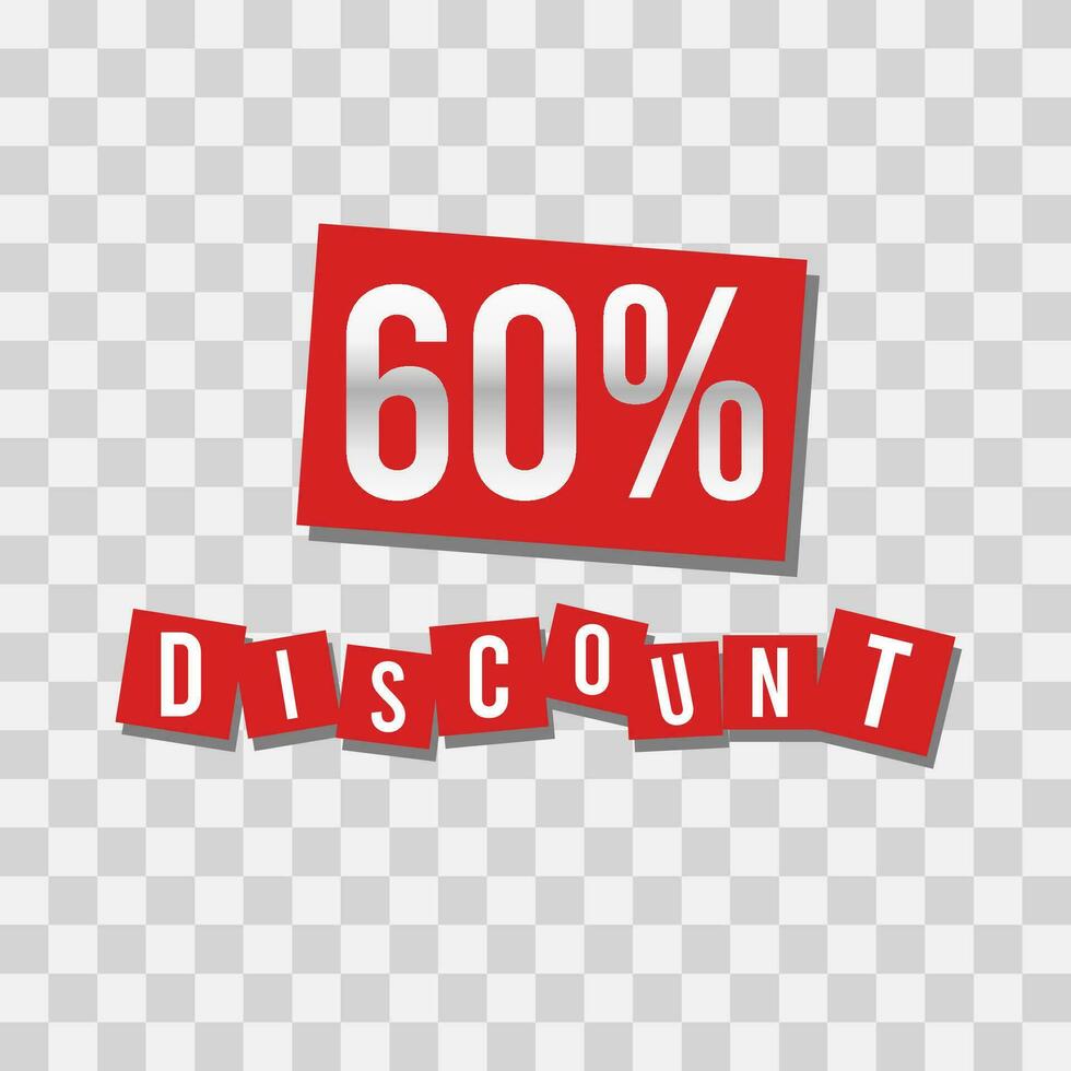 Isolated number of discount on red square shape vector