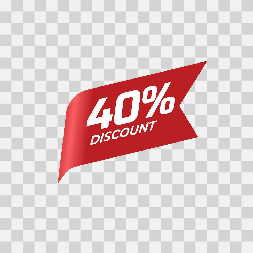 Isolated number of discount with red ribbon vector