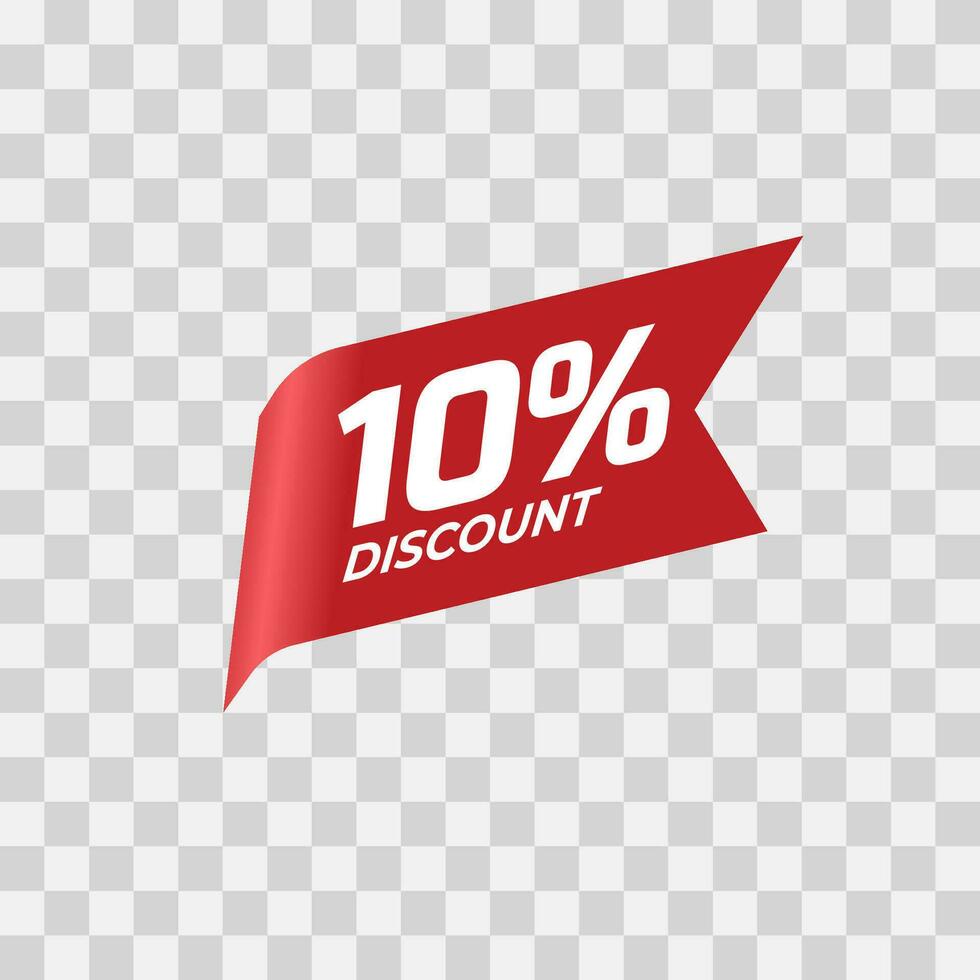 Isolated number of discount with red ribbon vector