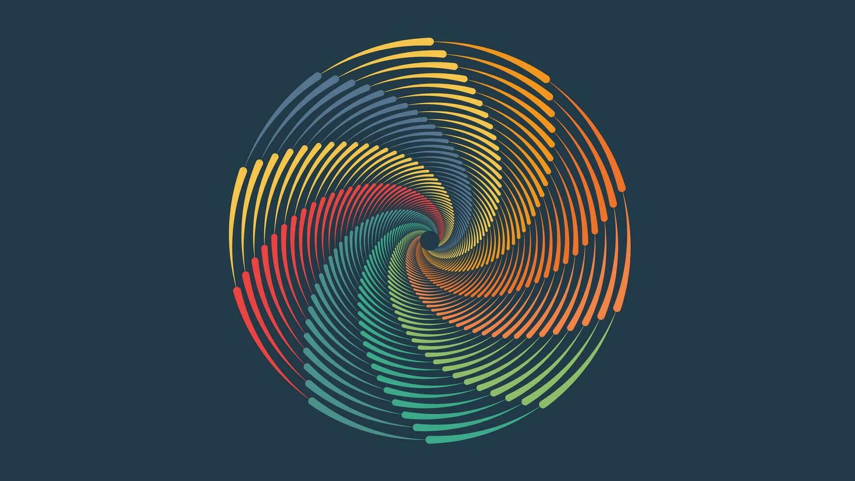 Abstract spiral creative vortex minimalist background in rainbow color. vector