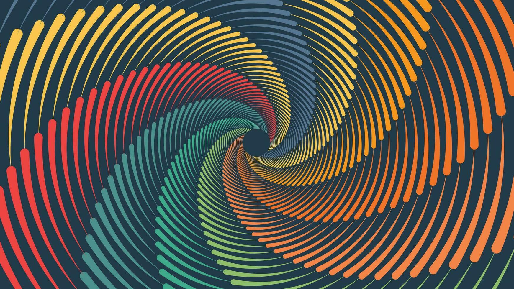 Abstract spiral creative vortex minimalist background in rainbow color. vector