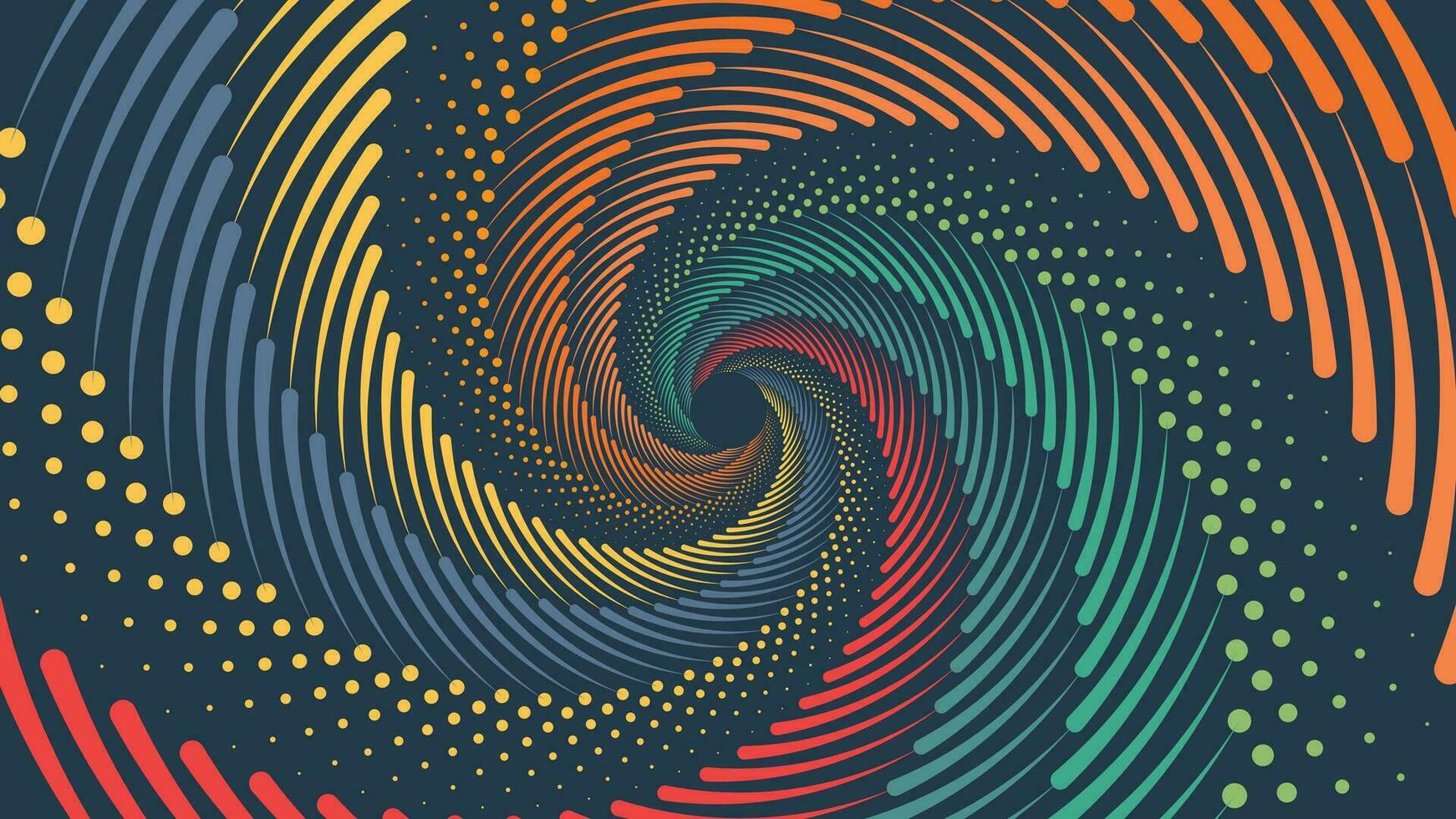 Abstract spiral creative vortex minimalist background in rainbow color. vector