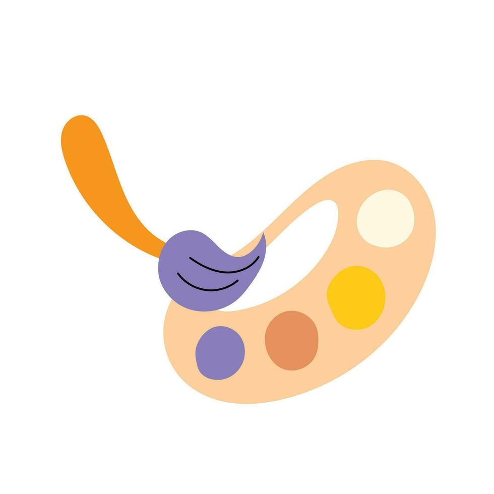 Vector palette with acrylic paints and brush