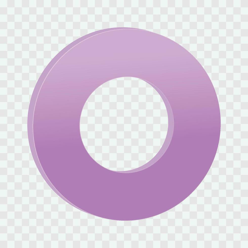 Vector purple impossible digit 0 vector art. optical illusion 3d letter o